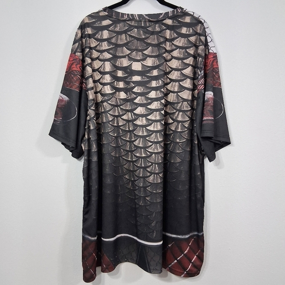 Big Men's Dragon Shirt Tshirt Red Dragon Black White Scales Big & Tall Size 6X - Picture 8 of 12